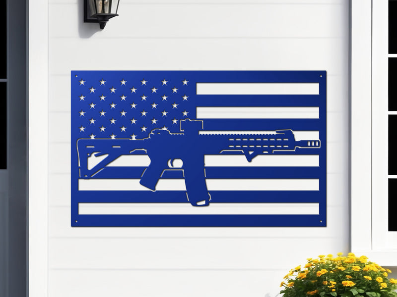 American Flag Gun Sign