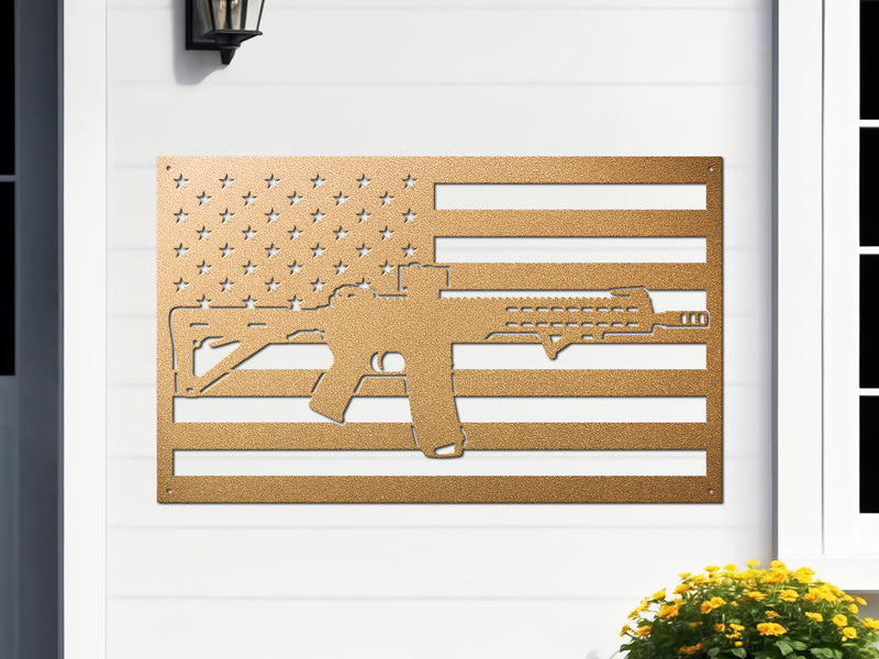 American Flag Gun Sign