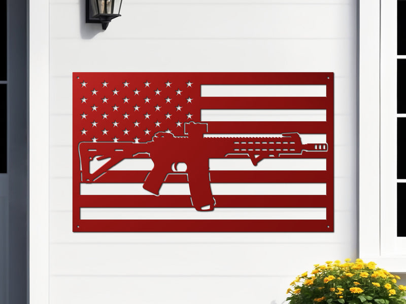 American Flag Gun Sign