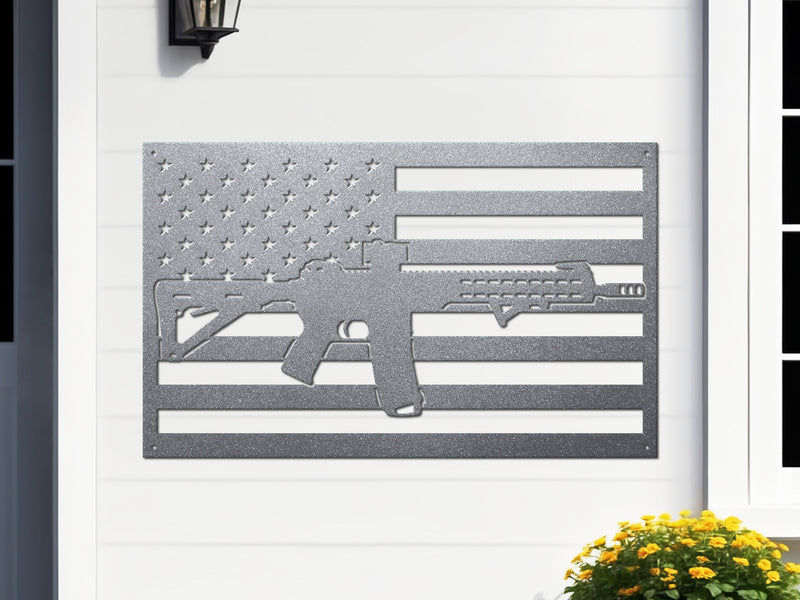 American Flag Gun Sign