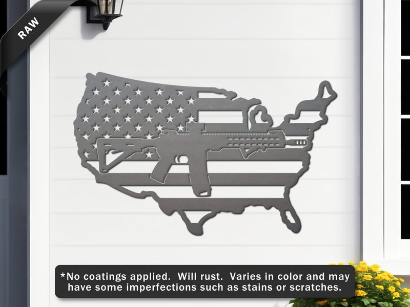 United States Map Flag Gun Wall Art
