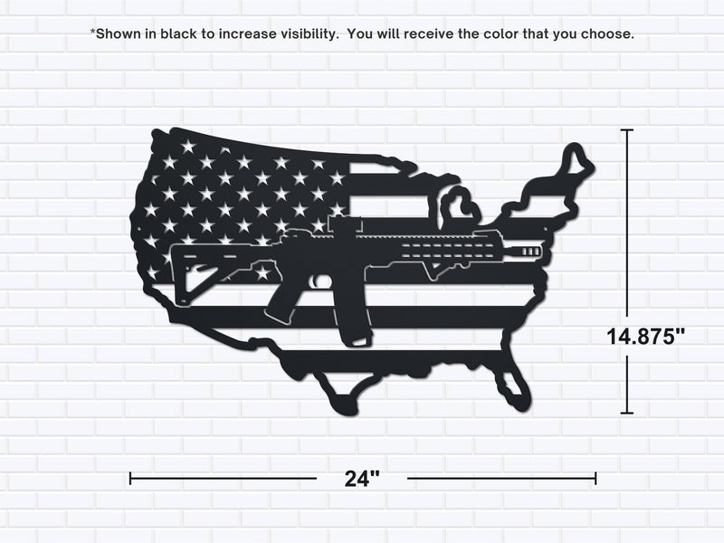 United States Map Flag Gun Wall Art