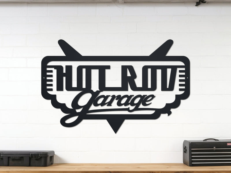 Hot Rod Garage Metal Sign | Steel Garage Wall Decor for Car Enthusiasts