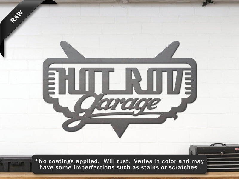 Hot Rod Garage Metal Sign | Steel Garage Wall Decor for Car Enthusiasts