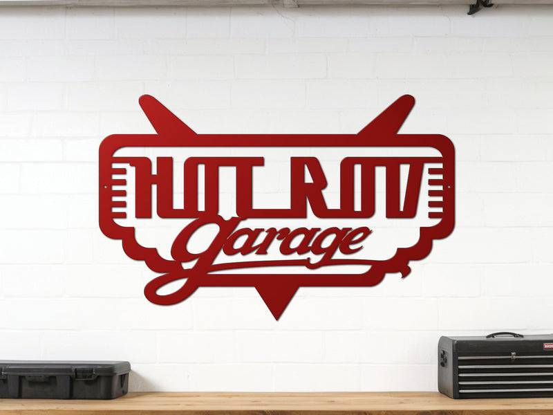 Hot Rod Garage Metal Sign | Steel Garage Wall Decor for Car Enthusiasts