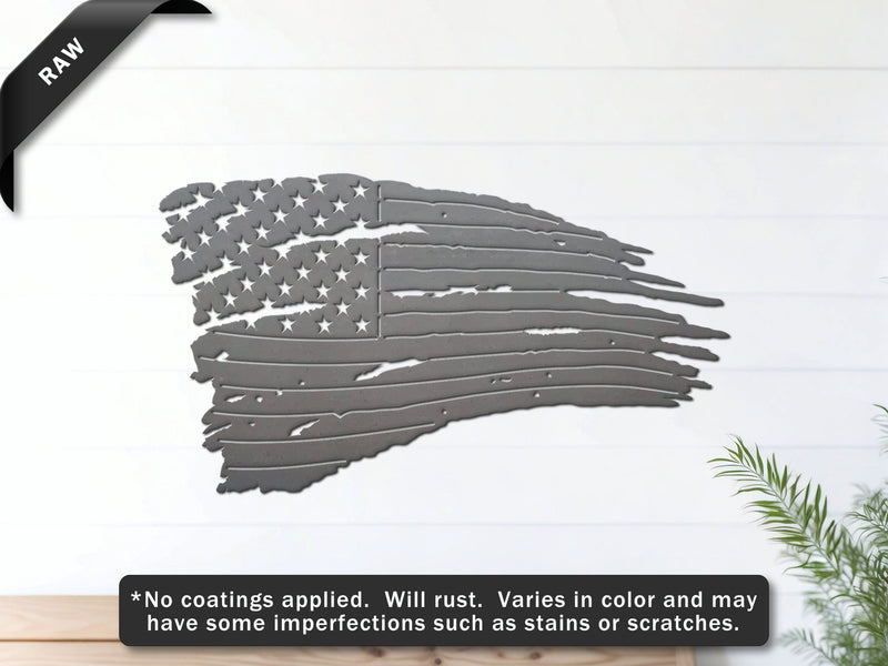 Tattered American Flag Metal Decor