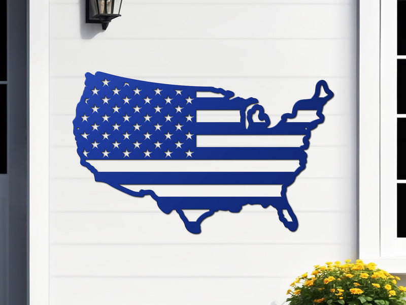 USA Shaped Metal Flag Wall Decor
