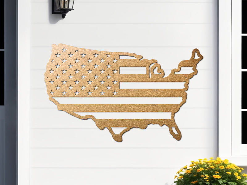 USA Shaped Metal Flag Wall Decor
