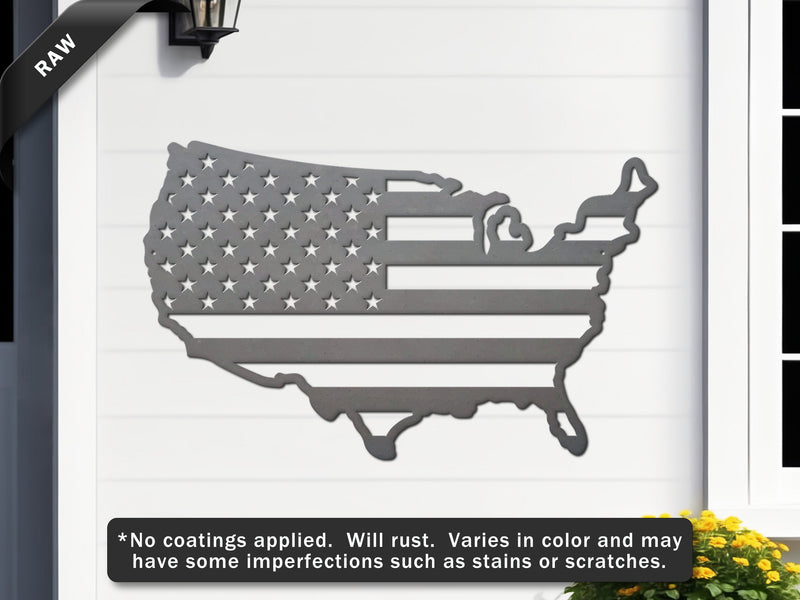 USA Shaped Metal Flag Wall Decor