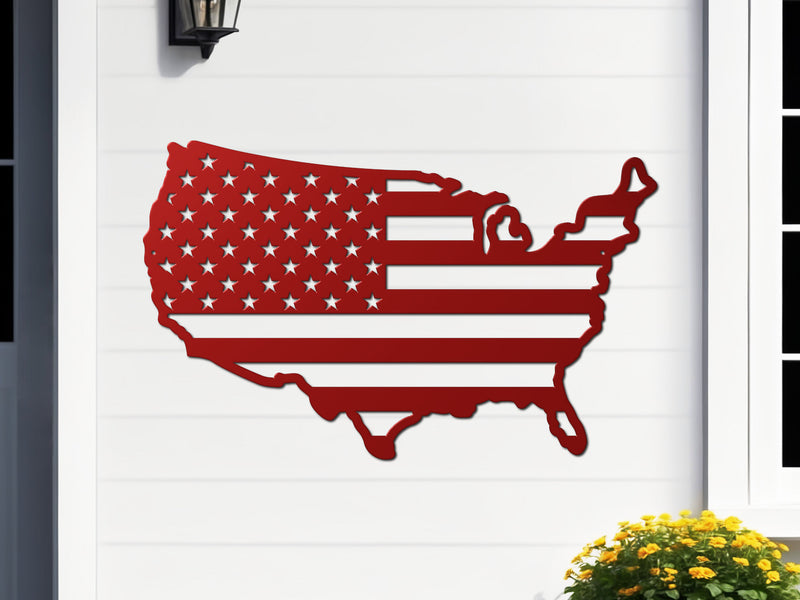 USA Shaped Metal Flag Wall Decor