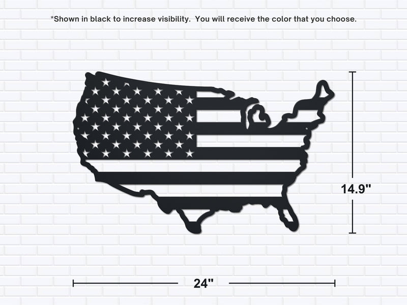 USA Shaped Metal Flag Wall Decor