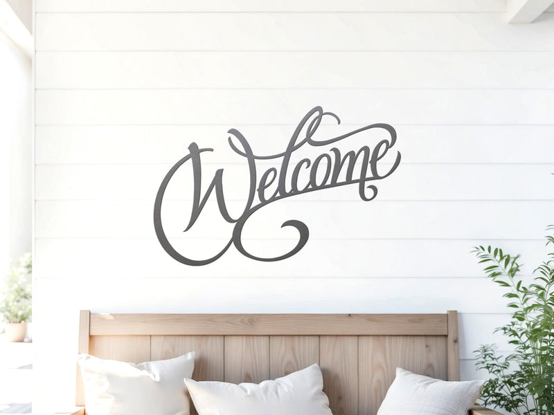 Welcome Sign -- Plasma Cut Metal Wall Art Steel Farmhouse Decor