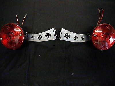 Universal Hot Rat Rod Tail lights & Brackets Iron Cross